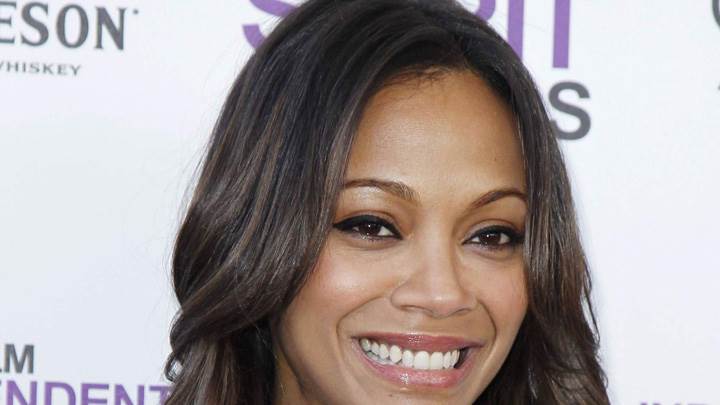 Zoe Saldana Wet Lips Smiling Face Closeup At Film Independent Spirit Award